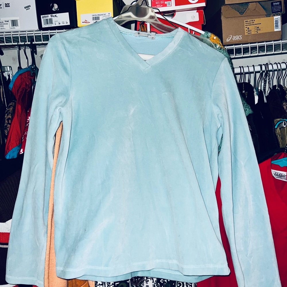 J. Crew Aqua Long Sleeve Top